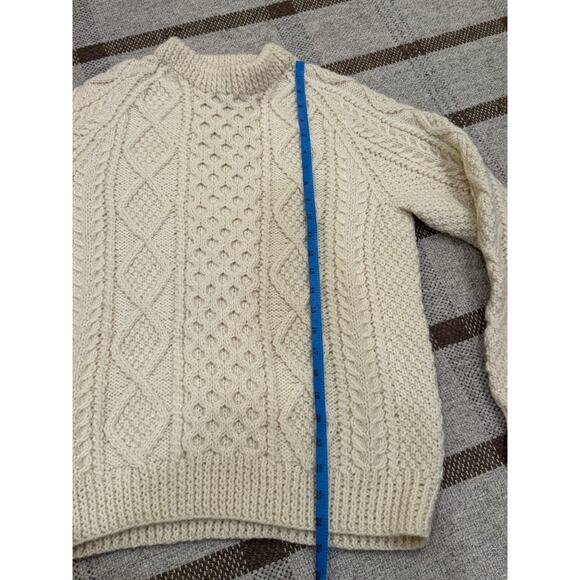 John Molloy Cream Fisherman Wool Knit Sweater Chunky Large Women’s Irish - Picture 4 of 6